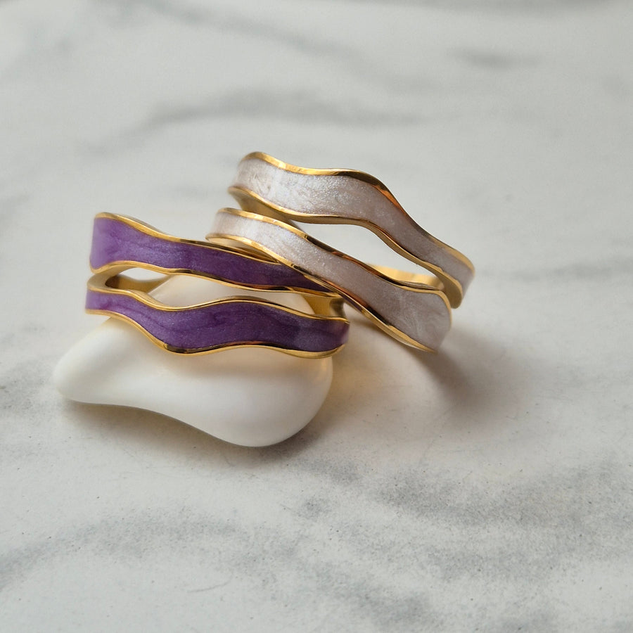 Pearl Enamel Irregular Rings