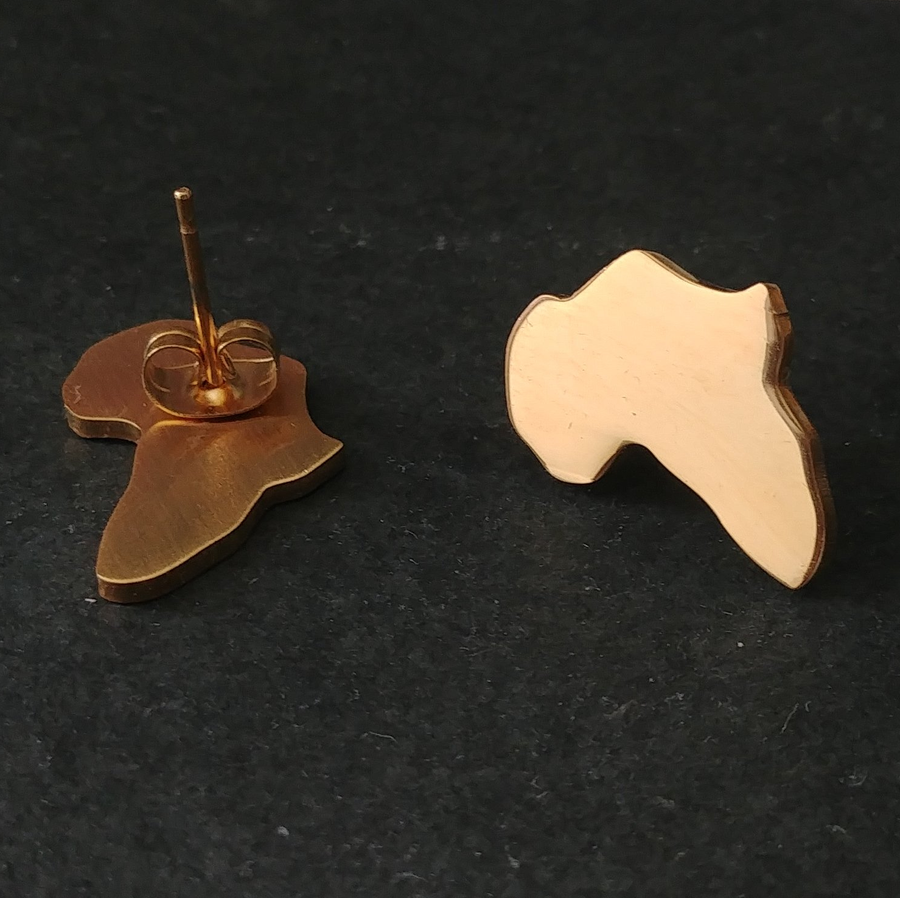 Africa Plain Stud Earrings Gold - Iṣura